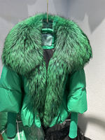 Large Real Silver Fox Fur Collar with Knit Sleeve Winter Women Coa 4